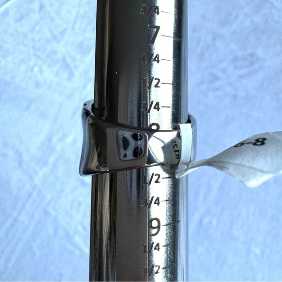 STAINLESS STEEL ZEBRA Ring Size US 8 Black Enamel Mobwife Oversized Statement - Picture 14 of 16